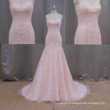 Couleur rose perles robe de mariée Sexy manches Sweetheart